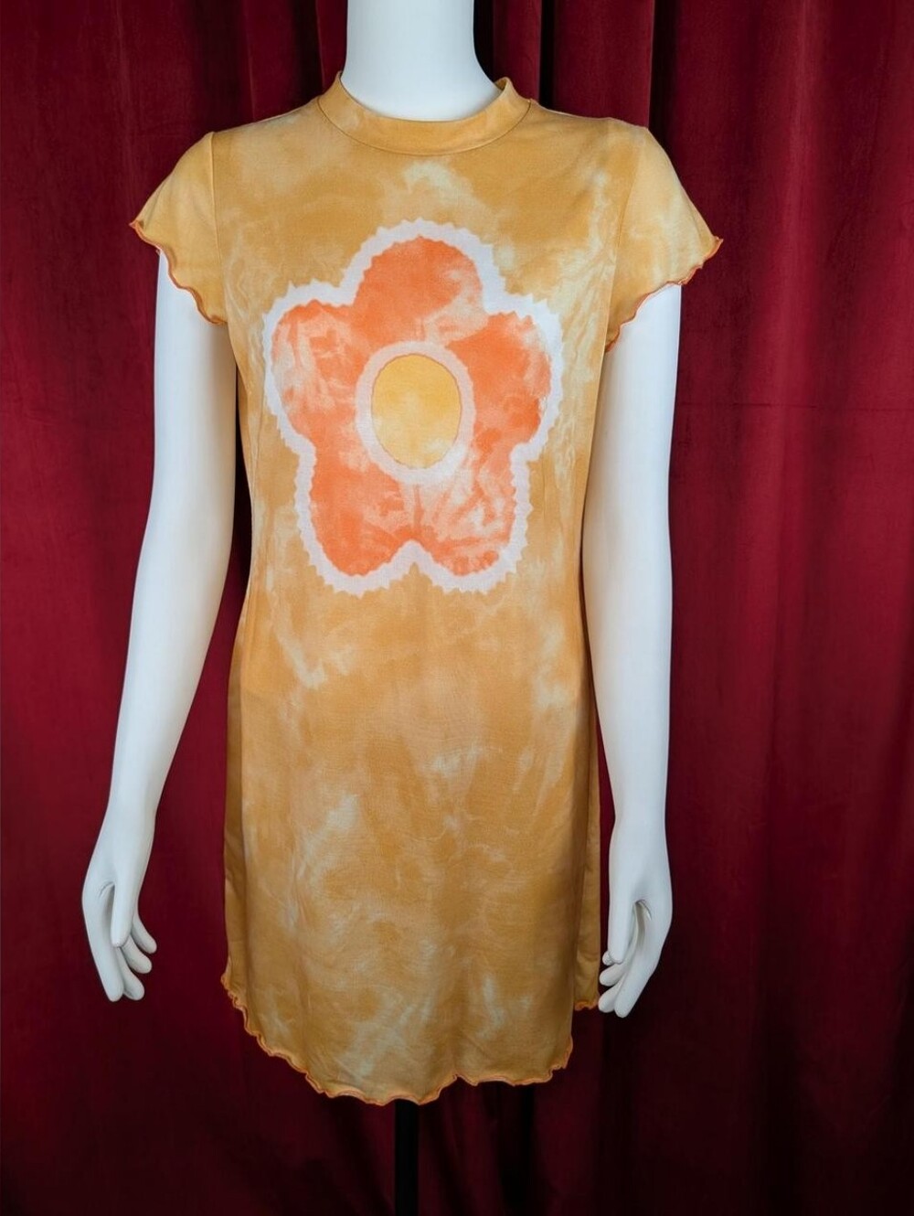 The Ragged Priest Lucy Yellow, Orange, & White Tie-Dye T-Shirt Dress
